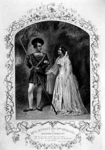 Pan L. Murray jako Orlando a paní Stirlingová jako Rosalind, V. dějství, scéna 4, v Jak se vám líbí od Williama Shakespeara (1564-1616) (rytina) od English School