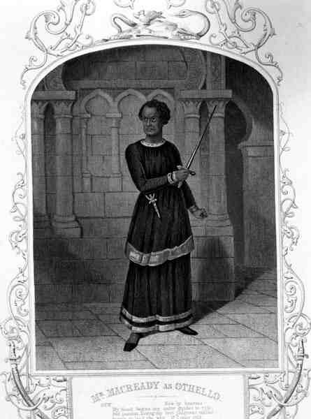 Pan Macready jako Othello, dějství II, scéna 3, ve hře Williama Shakespeara (1564-1616) (rytina) od English School