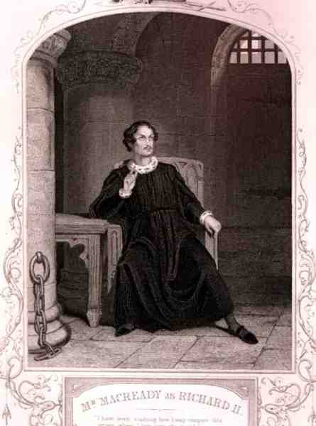 Mr Macready jako Richard II., V. dějství, scéna 5, ve hře Williama Shakespeara (1564-1616) vyrytý J. Rogersem (rytina) od English School