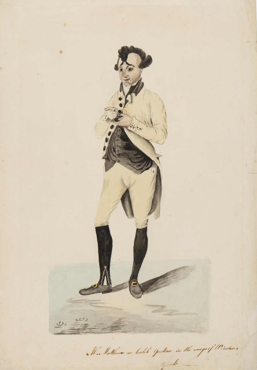 Pan Matthews jako Caleb Quotem ve Wags of Windsor, York, kolem roku 1820 od English School