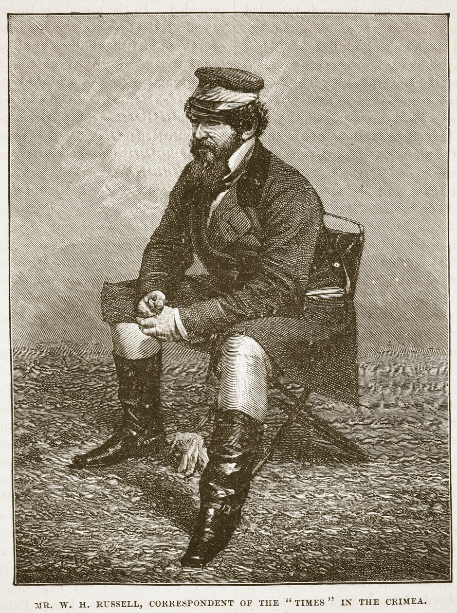 Pan W. H. Russell, dopisovatel Timesů na Krymu, ilustrace z Cassells Illustrated History of England (sépiová fotografie) od English School