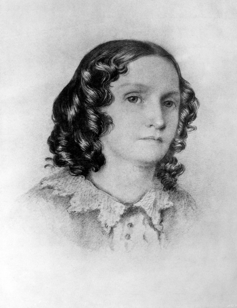 Paní Jenkinová, z náčrtu pořízeného jejím synem v Janově, 19. století od English School