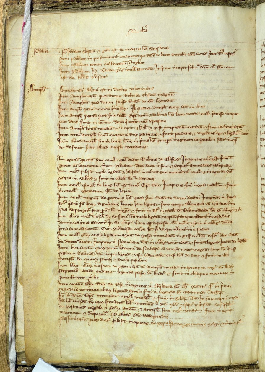 Ms.25516 fol.18v Liber I inventáře knih v katedrále St. Pauls, konec 13. století od English School