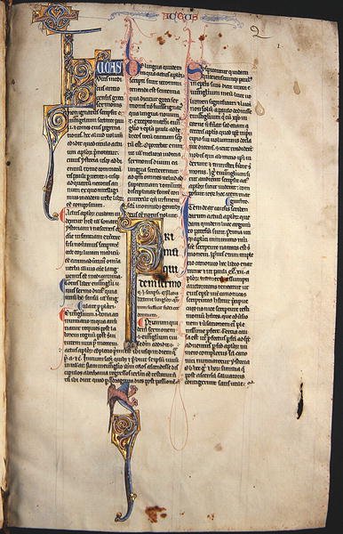 Ms.27, f.1r: Stránka z glosovaného opisu Nového zákona (pergamen) od English School