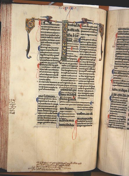 Ms.27, f.84v: Stránka z lesklé kopie Nového zákona (vellum) od English School