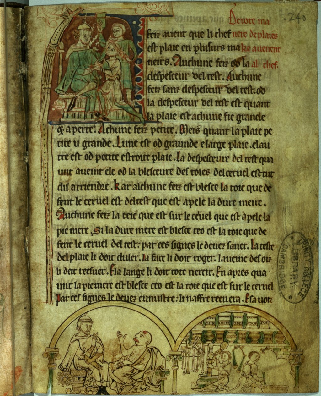 Ms.O.1.20.f.241v Jerome: Lékař navštěvující pacienta a lékárník, z 