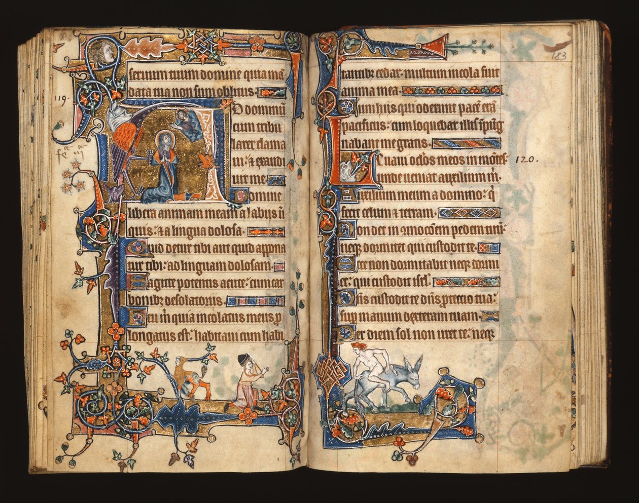 Ms 1-2005, ff.182v-183r: David se modlí, historická iniciála z Macclesfieldova žaltáře, Use of Sarum, East Anglia, c.1330 od English School