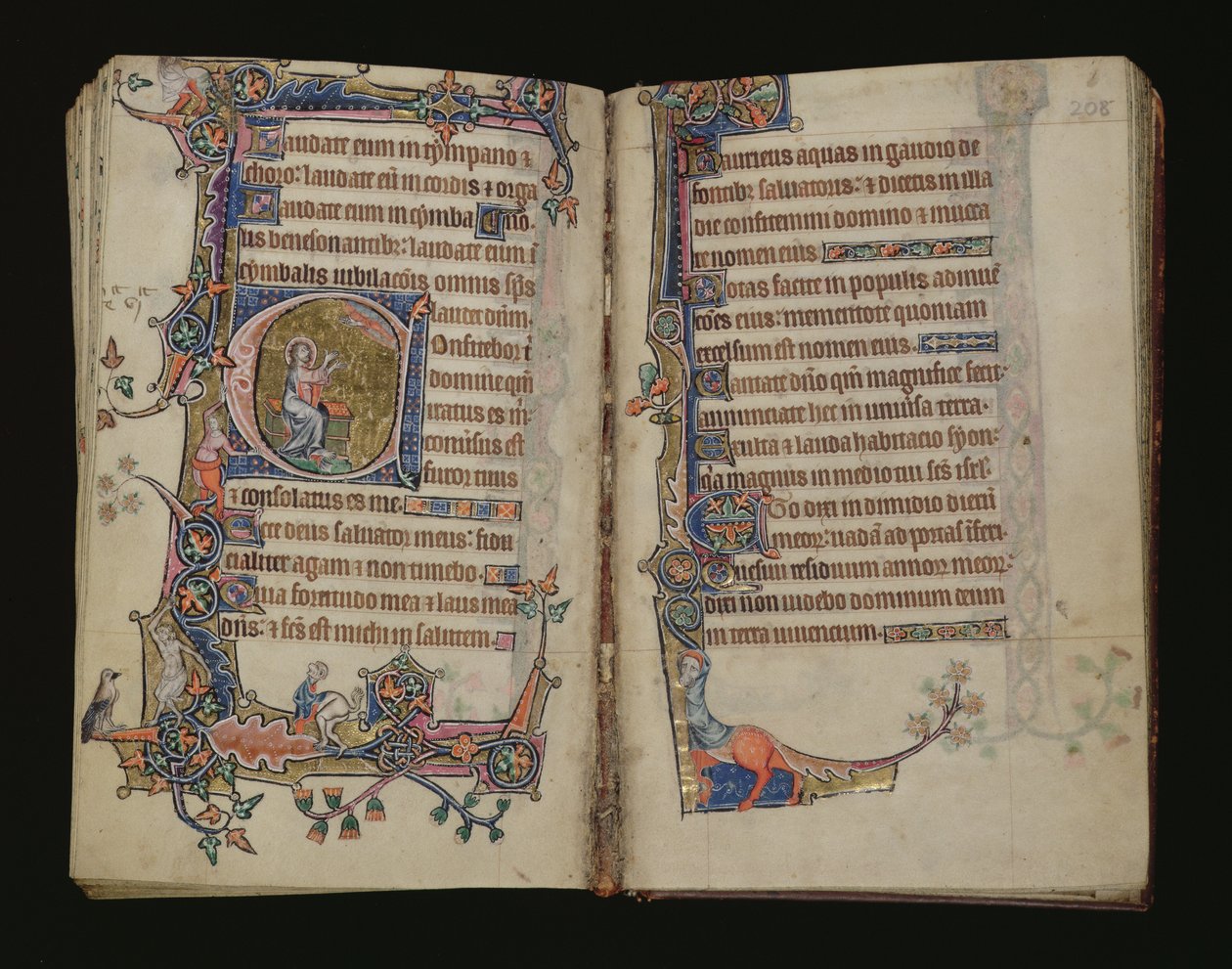 Ms 1-2005, ff.207v-208r: Izaiáš se modlí, historizovaná iniciála z Macclesfieldského žaltáře, užití Sarum, východní Anglie, kolem roku 1330 od English School