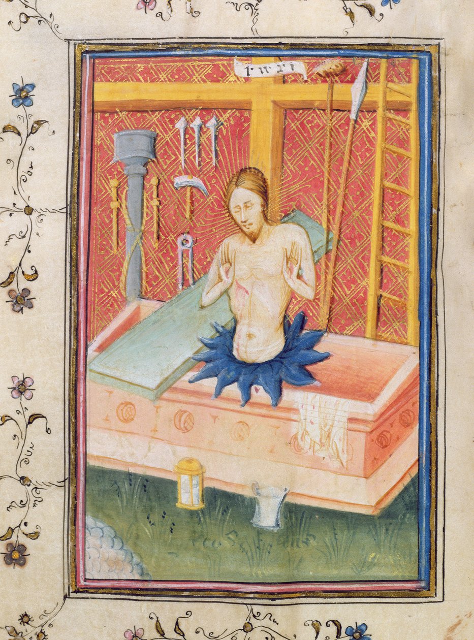 Ms 24 f.8 v. Kristus s nástroji umučení, z Knightleyho žaltáře od English School