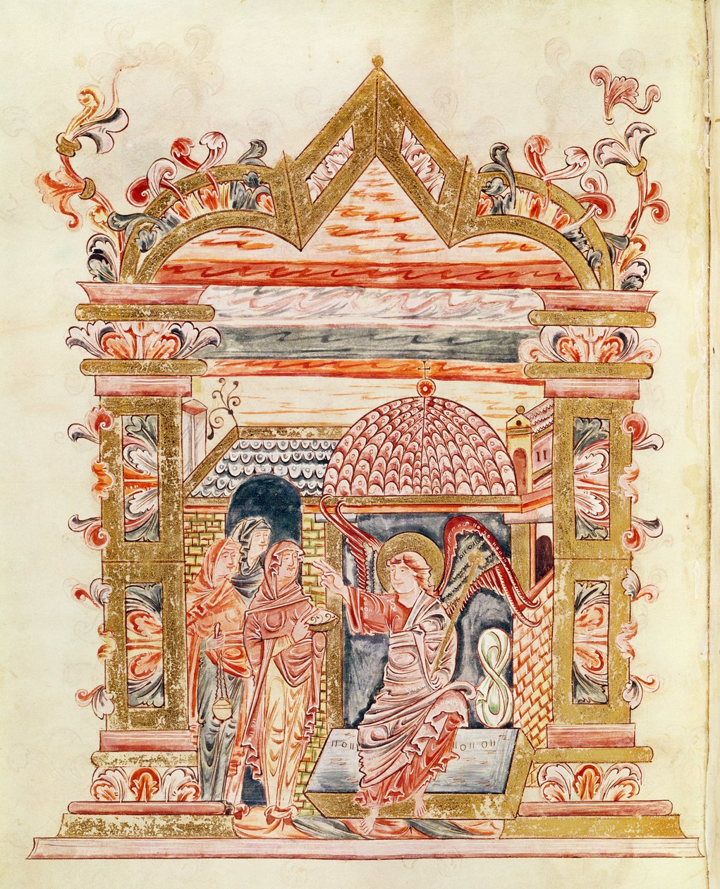 Ms 274 (Y-6) fol.72v Svaté ženy u hrobu, z misálu Roberta z Jumieges, c.1016 od English School