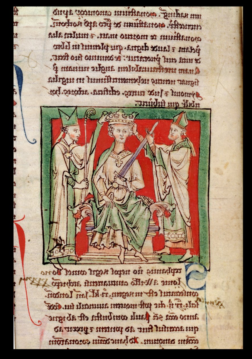 Ms 6712 (A.6.89) fol.133r Král Štěpán (asi 1097-1154) miniatura z Flores Historiarum, Matthew Paris, 1250-52 od English School