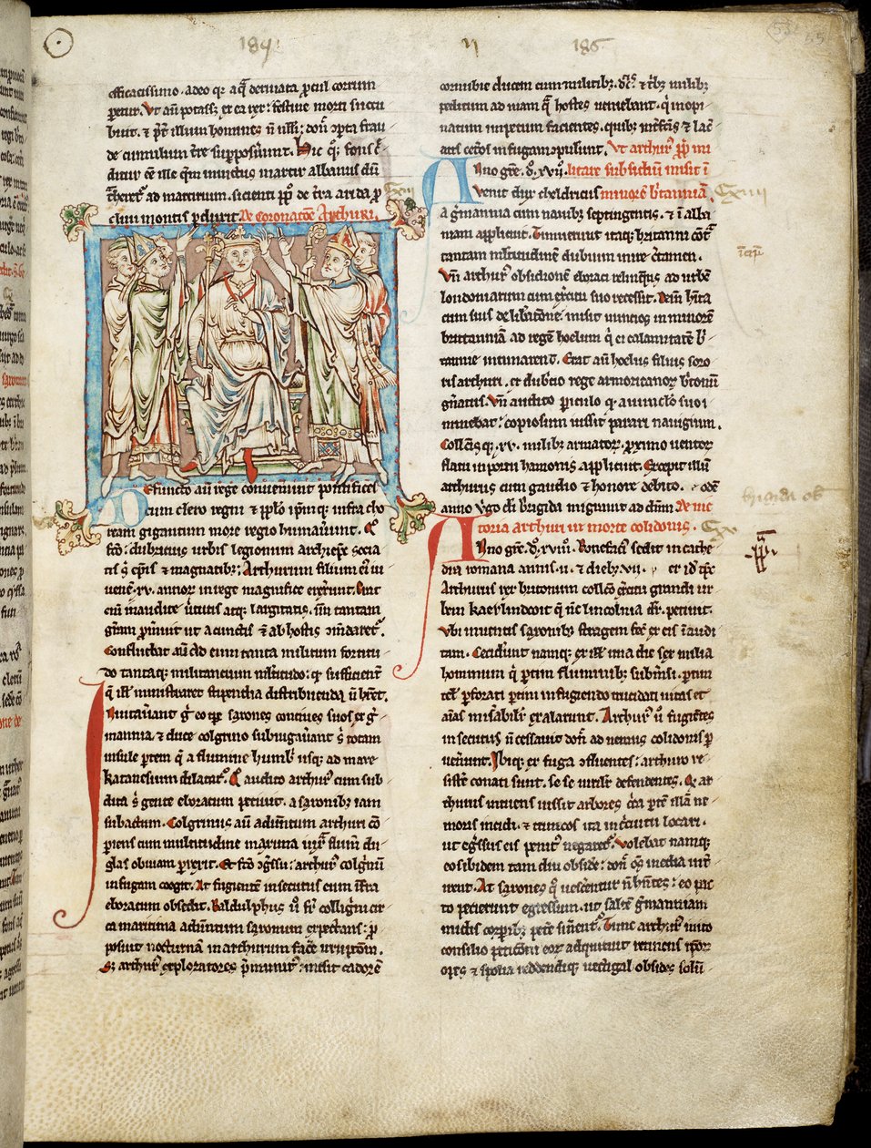 Ms 6712 (A.6.89) fol.53 Král Artuš, miniatura z Flores Historiarum, od Matthew Paris, kolem 1250-52 od English School