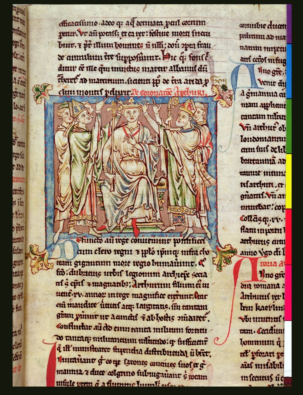 Ms 6712 (A.6.89) fol.53 Král Artuš, miniatura z Flores Historiarum, od Matthew Paris, kolem 1250-52 od English School