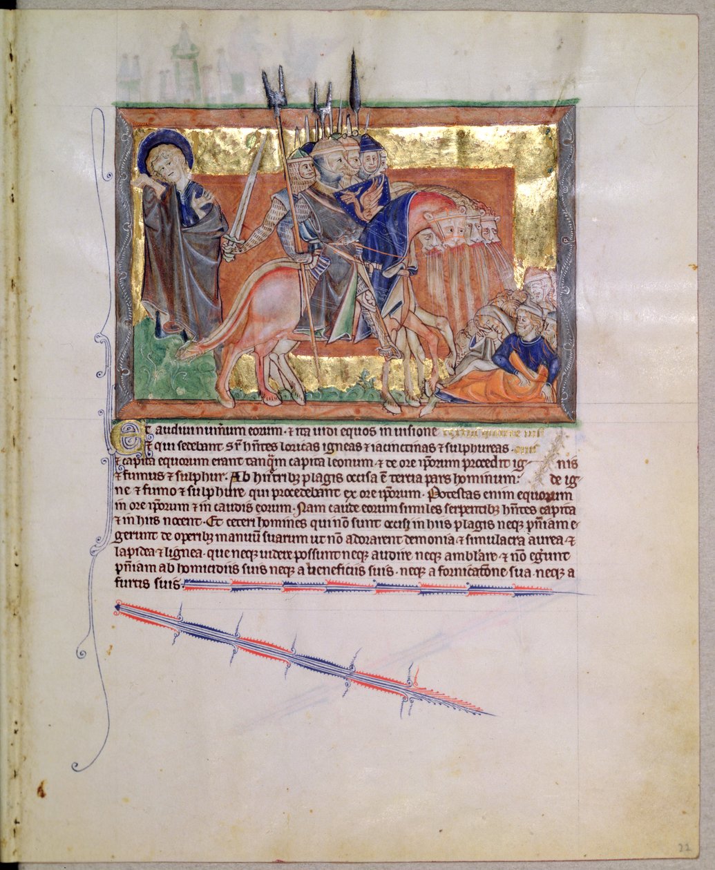 Paní L.A. 139-Lisboa fol.20 Armáda jezdců, z Gulbenkian Apocalypse, c.1256-70 od English School