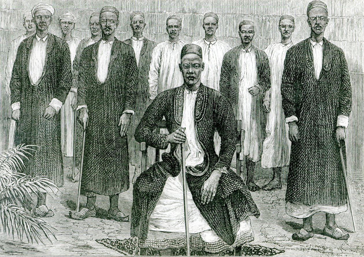 Mtesa, císař Ugandy a další náčelníci (litho) (černobílá fotografie) od English School