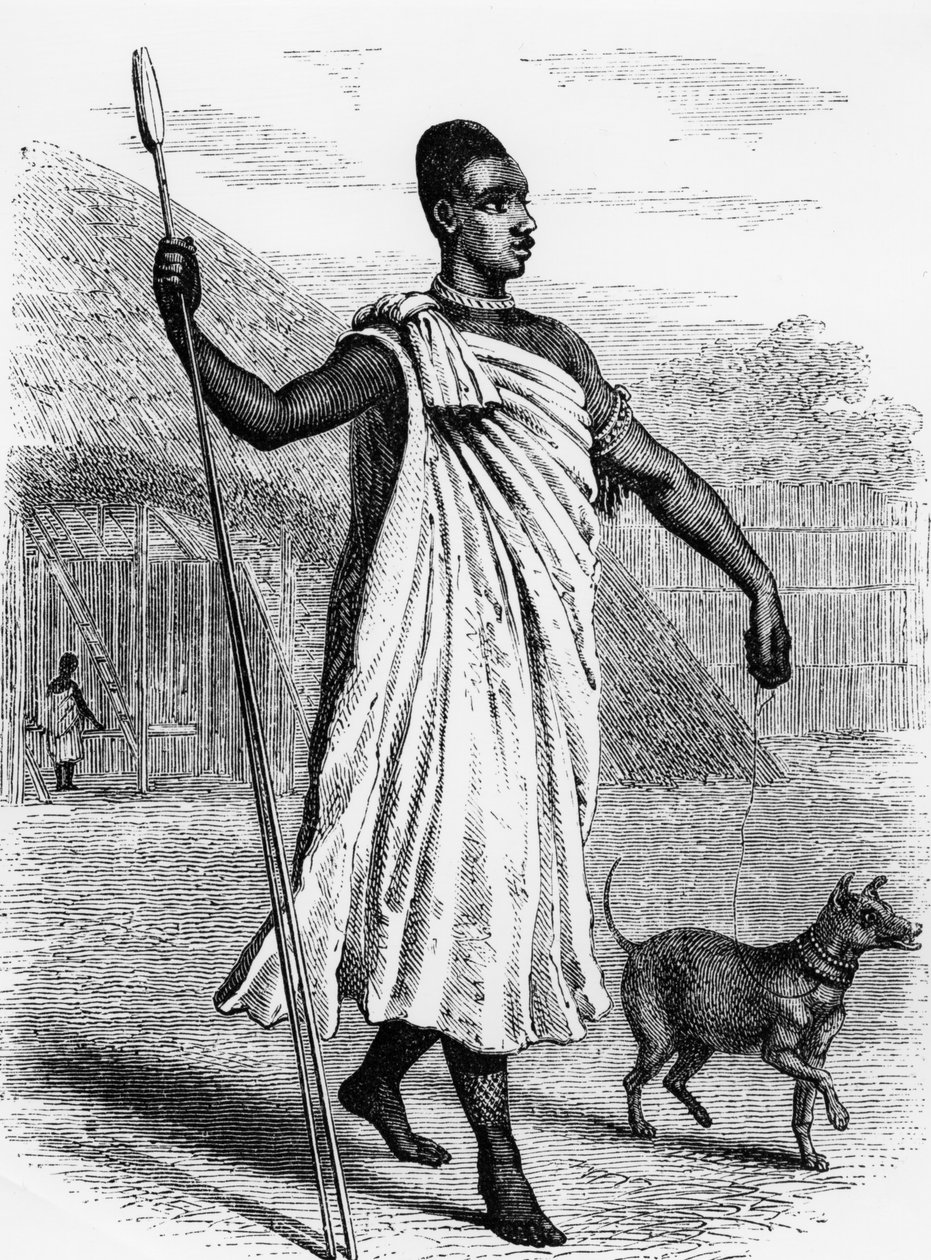 Muteesa I z Bugandy, ilustrace z „Objevení pramene Nilu“ od Johna Hanninga Spekeho, vydané v roce 1863 od English School