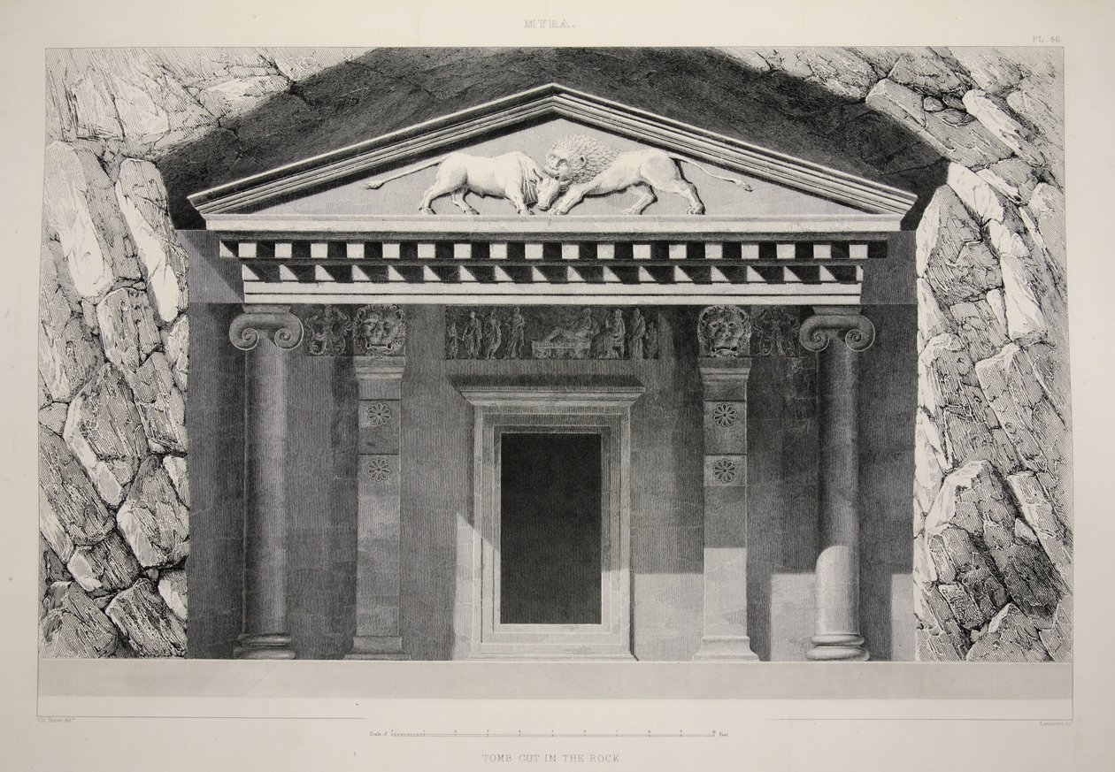 Myra - Tomb Cut in the Rock, from The Principal Ruins of Minor Asia, pub. 1863 (litho) od English School