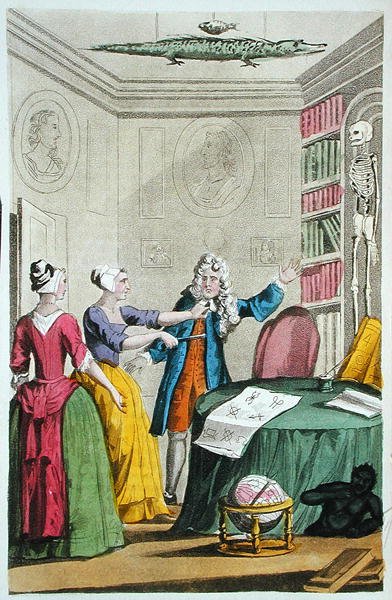 Nan Hollandová a Tristram Savage přepadli doktora Trottera v Moorfieldu, ilustrace z knihy "Životy a dobrodružství nejslavnějších loupežníků a pouličních lupičů..." vydané v roce 1822 (barevná litografie) od English School