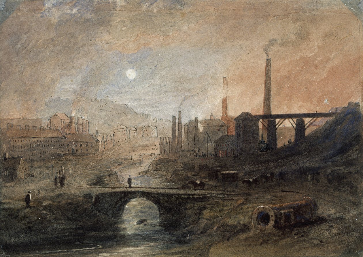Nantyglo Ironworks, cca 1829 (akvarel na papíře) od English School