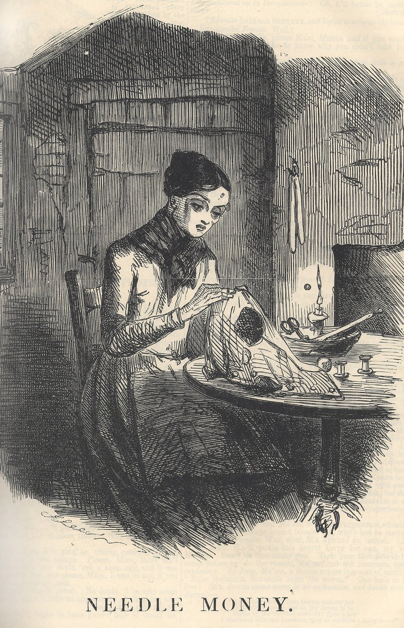 Needle Money, ilustrace z časopisu Punch, prosinec 1849 (pár viz 384762) od English School