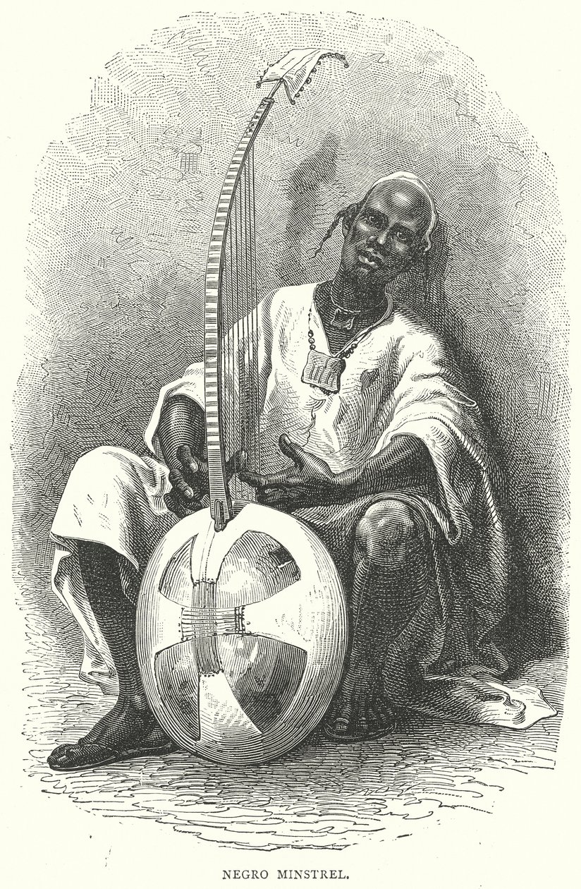 Černošský minstrel (rytina) od English School