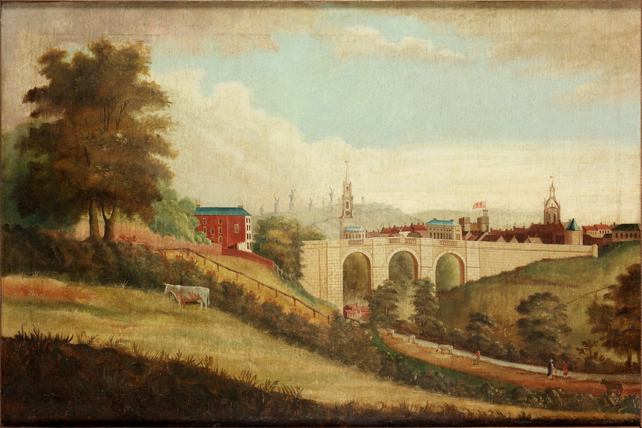 Nový most přes Pandon Dene, Newcastle upon Tyne, c.1812 od English School