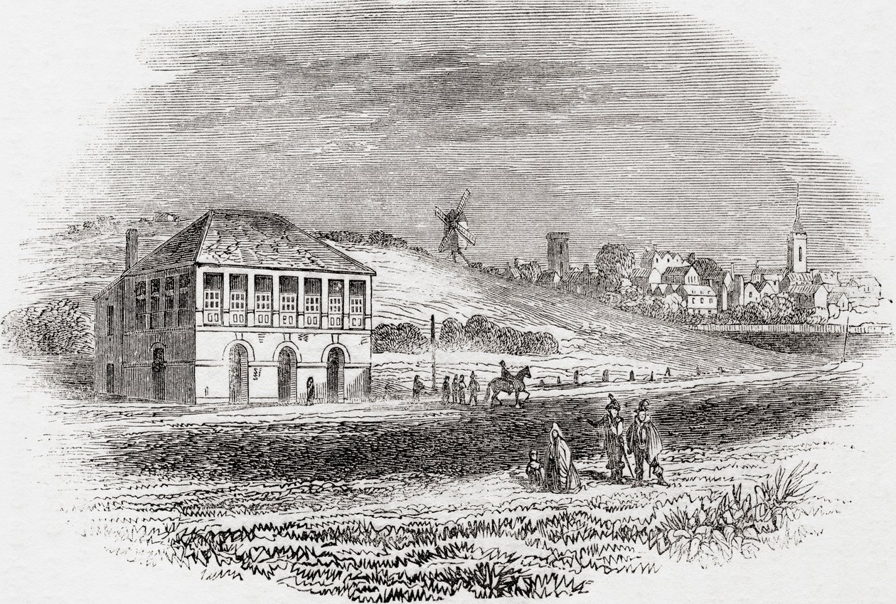 Dostihové závodiště Newmarket, Newmarket, Anglie v době Karla I., ze staré Anglie: , vyd. 1847 od English School