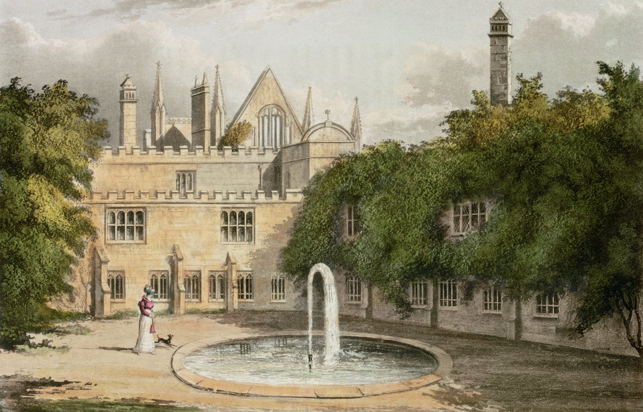Newstead Abbey, od R. Ackermanns (1764-1834) Repository of Arts, 1827 (barevná rytina) od English School