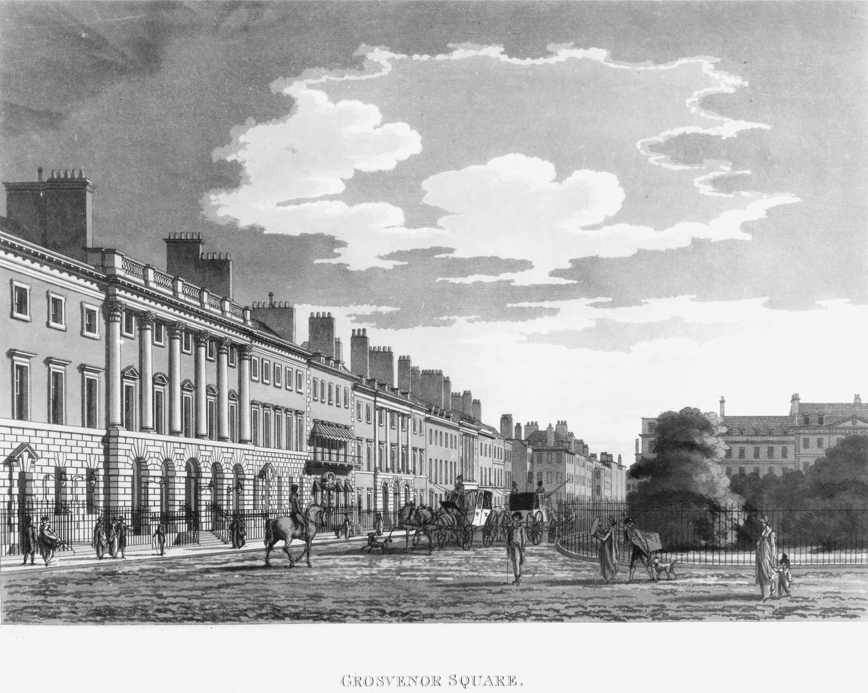 Severní strana náměstí Grosvenor Square, 1800 od English School