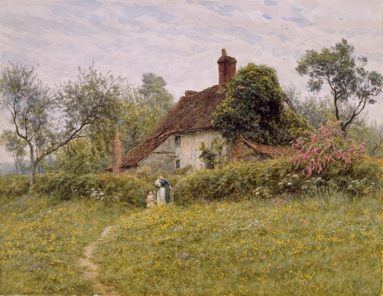 Staré chalupy v Pinner, 1895 od English School