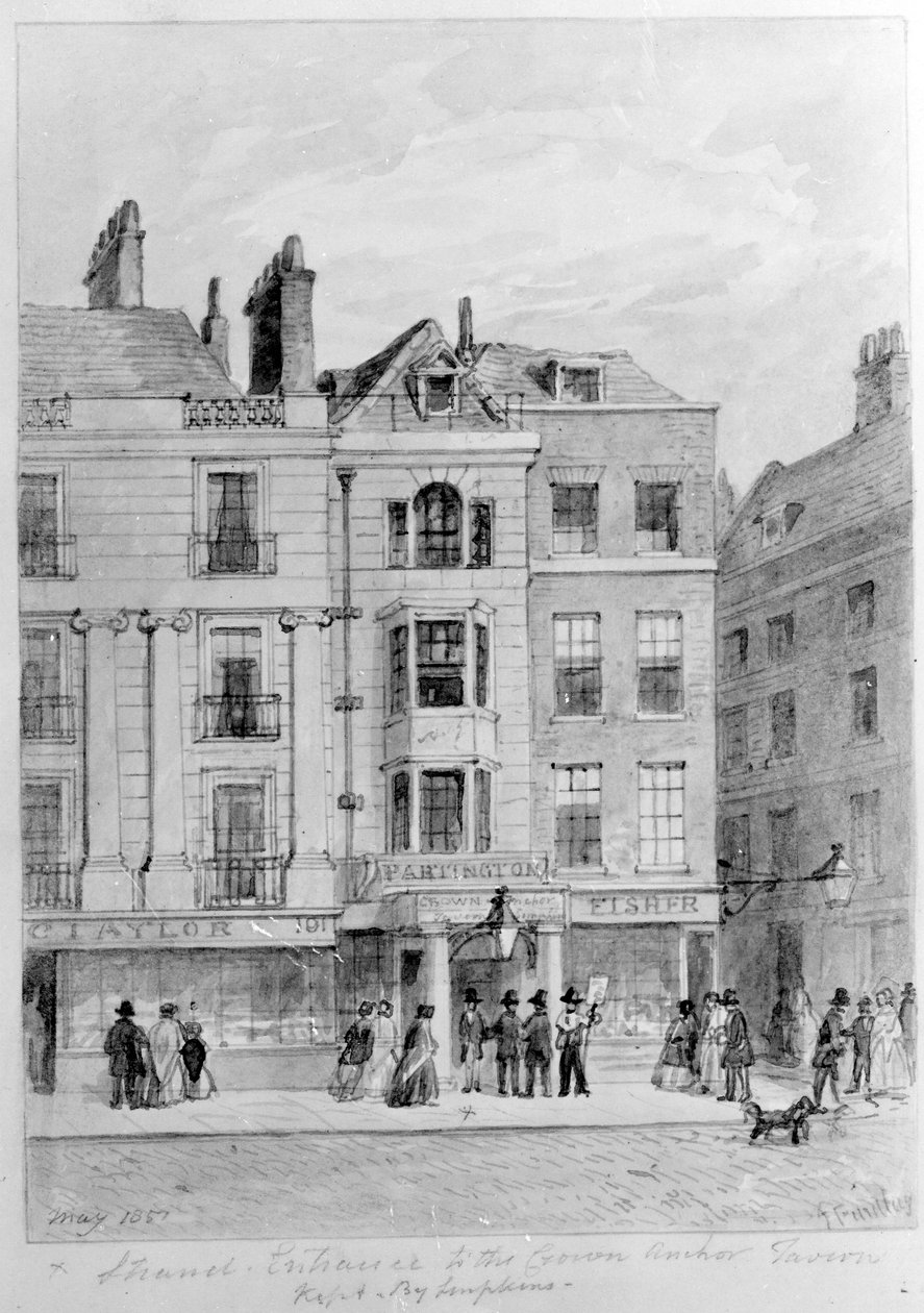 Starý vchod do krčmy Crown and Anchor, 1851 od English School