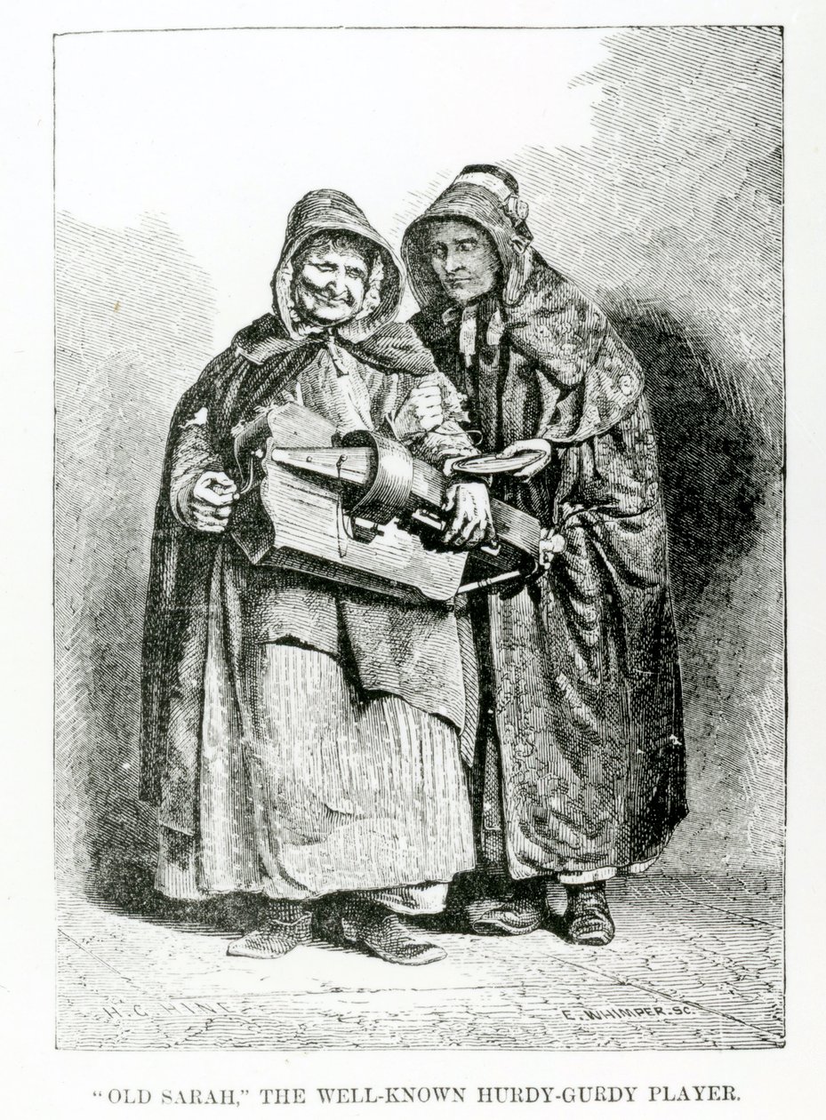 Stará Sarah, známá hráčka hurdy-Gurdy, kolem roku 1840 od English School