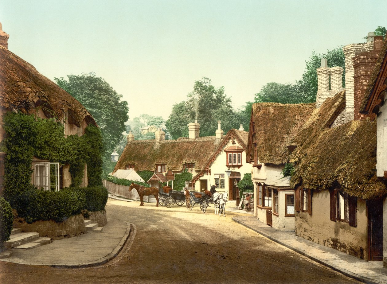 Old Village Shanklin (ručně kolorovaná fotografie) od English School