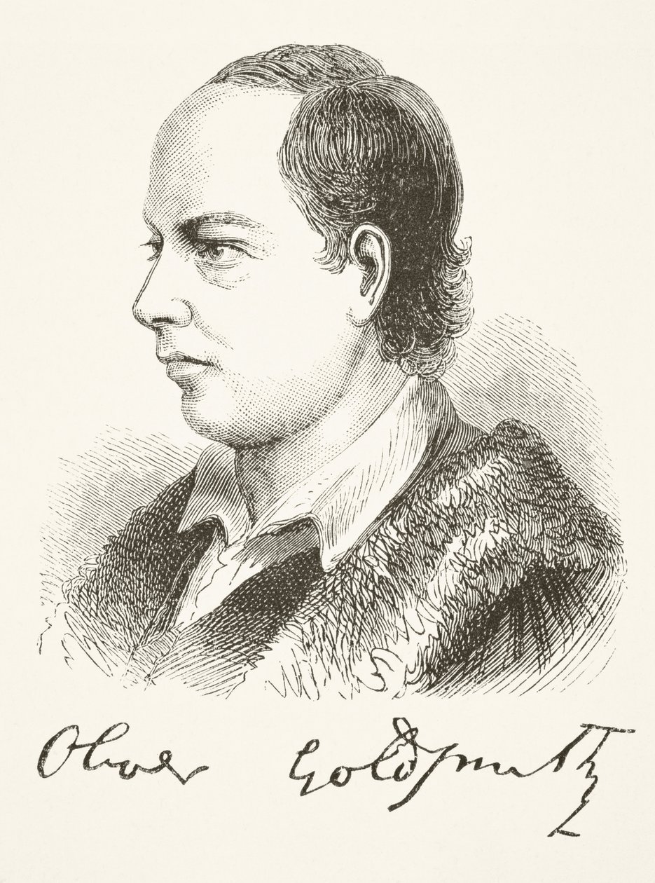 Oliver Goldsmith, z knihy "The National and Domestic History of England" od Williama Hickmana Smithe Aubreyho (1858-1916) vydané v Londýně kolem roku 1890. od English School