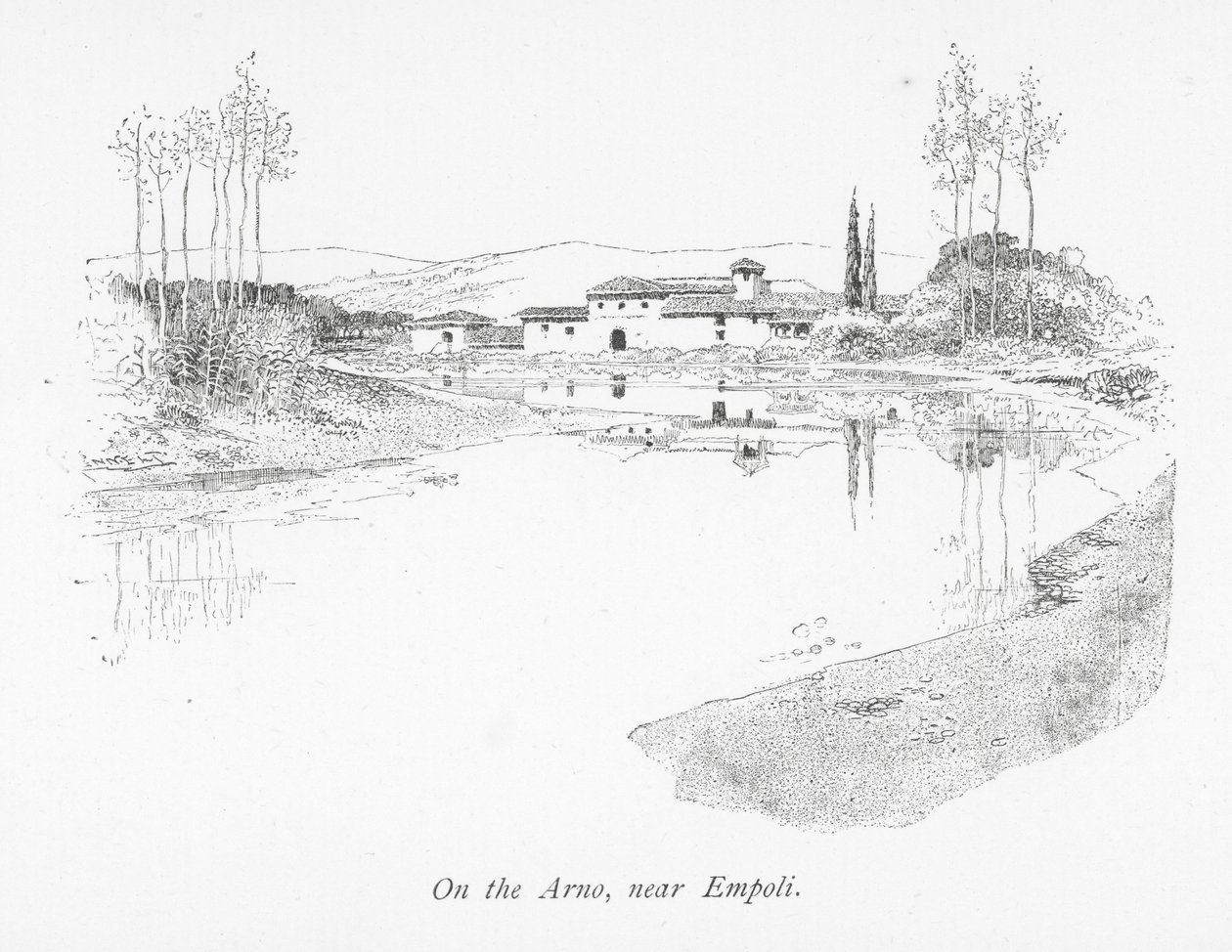 Na řece Arno, poblíž Empoli (litografie) od English School