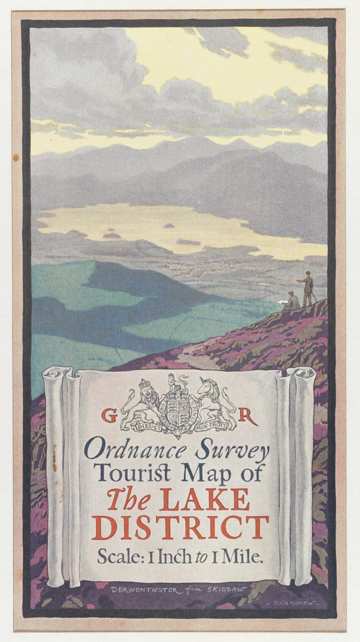 Ordnance Survey Tourist Map of the Lake District, c.1920 (barevné lito) od English School