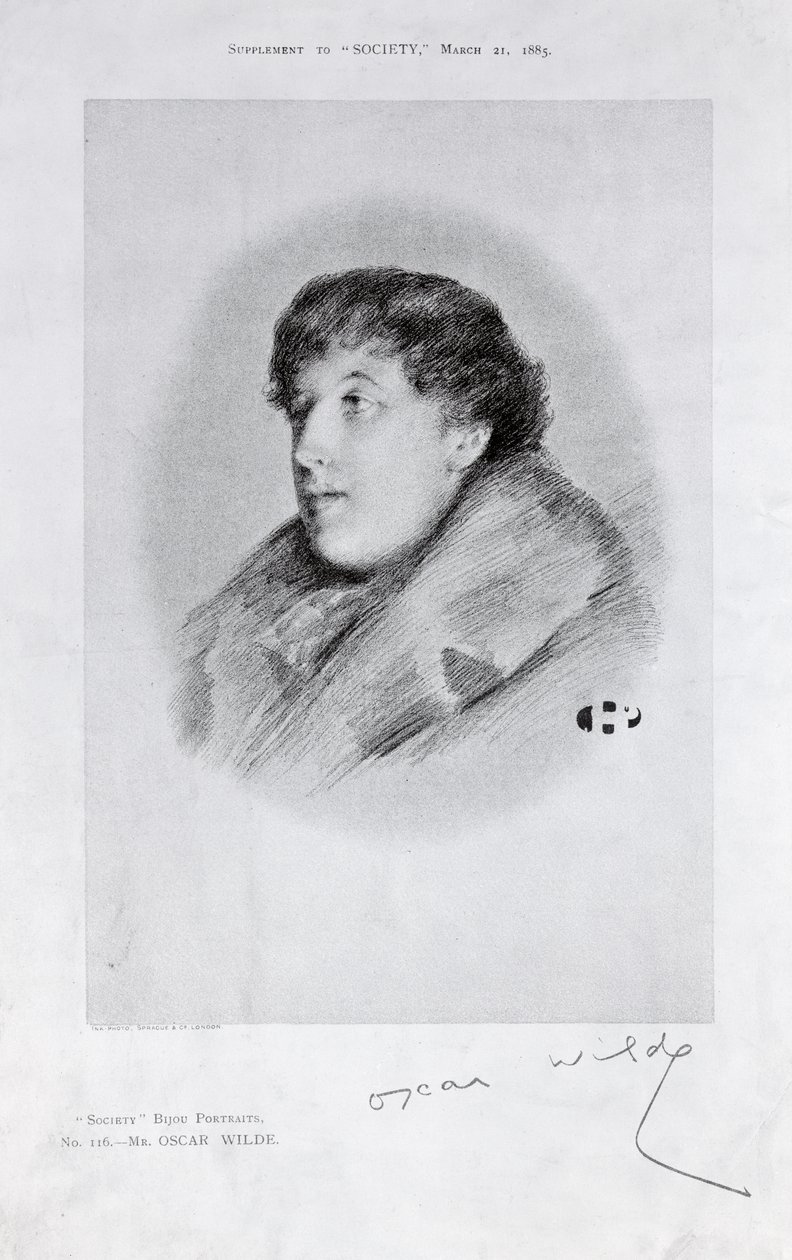 Oscar Wilde (1854-1900) Bijou Portrait ze společnosti od English School