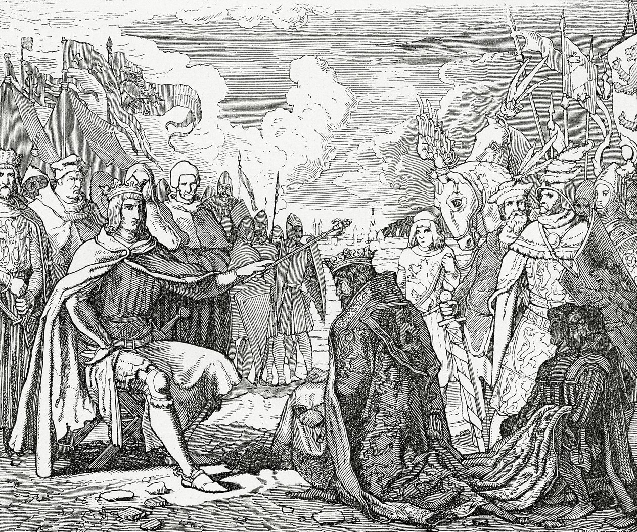Otakar II. vzdává hold Rudolfu I., králi německému v roce 1276, 1882 od English School