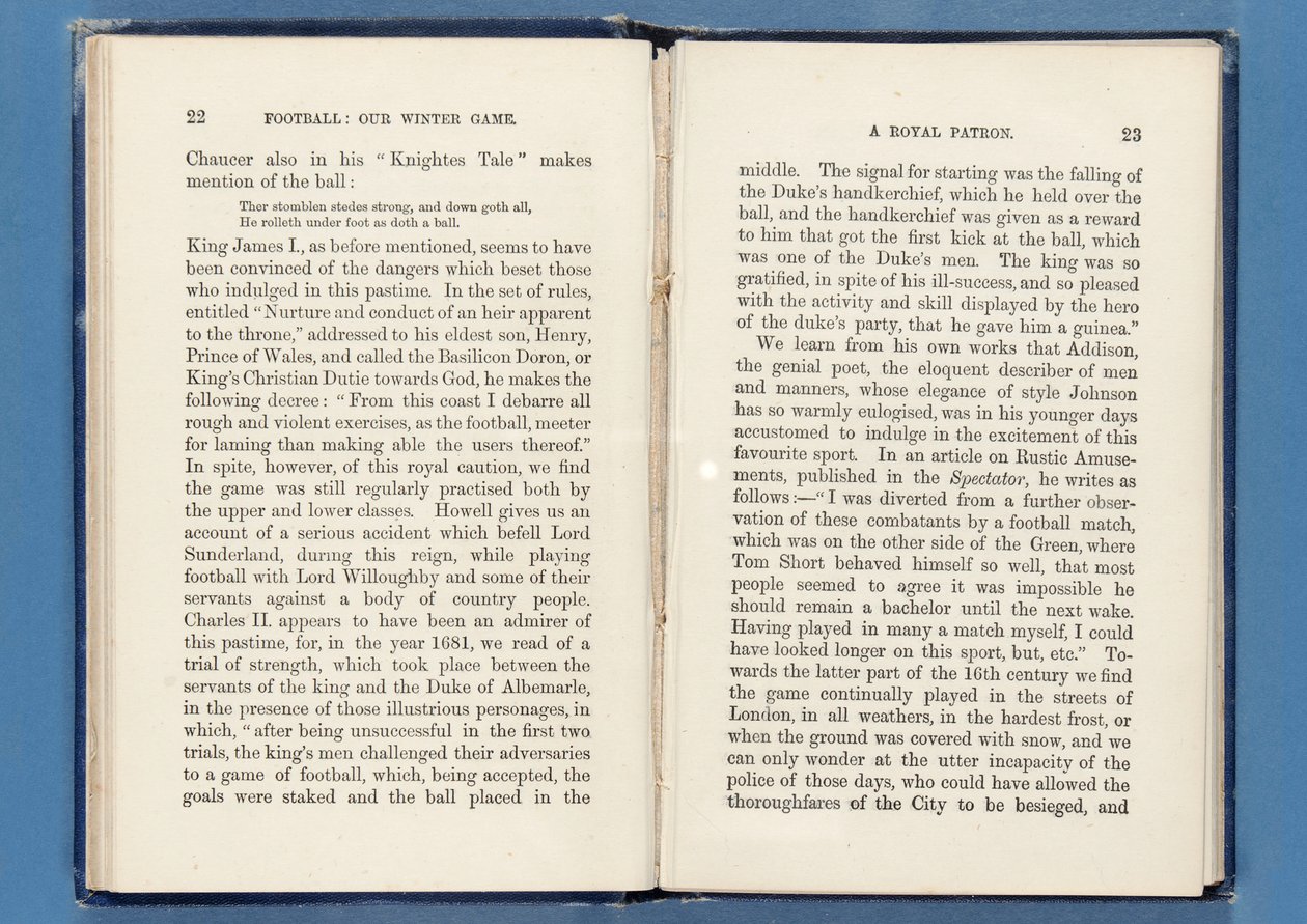 Stránka z Football: Our Winter Game, Charles W. Alcock, 1874 (viz také 315143-4) od English School