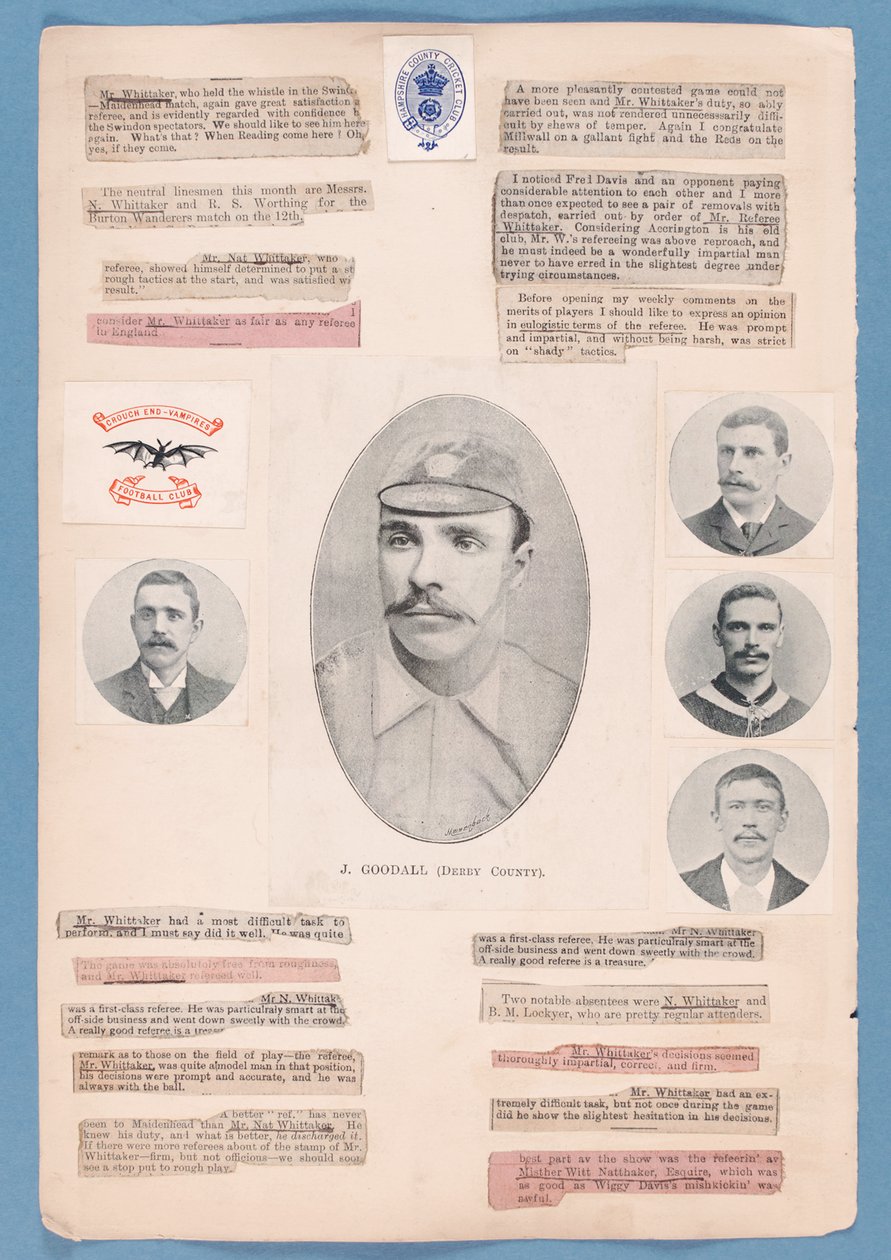 Stránka ze sešitu, který sestavil Nat Whittaker během sezóny 1895-96. od English School