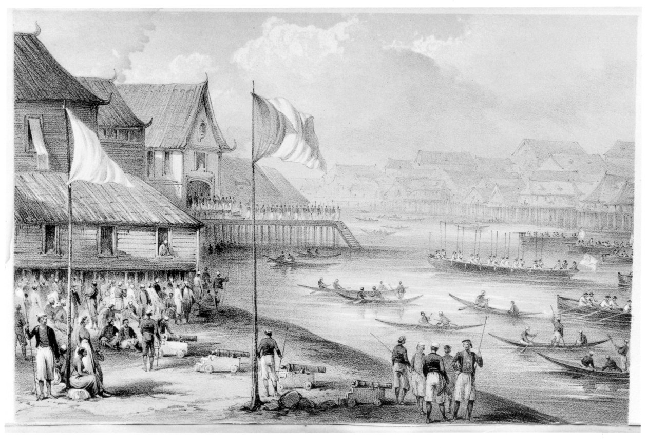 Pax Britannica přijíždí do vesnice na Borneu, předchází díl 2. dílu Vyprávění o událostech na Borneu a Celebes, až po okupaci Labuanu od Rodneyho Mundyho, 1848 od English School