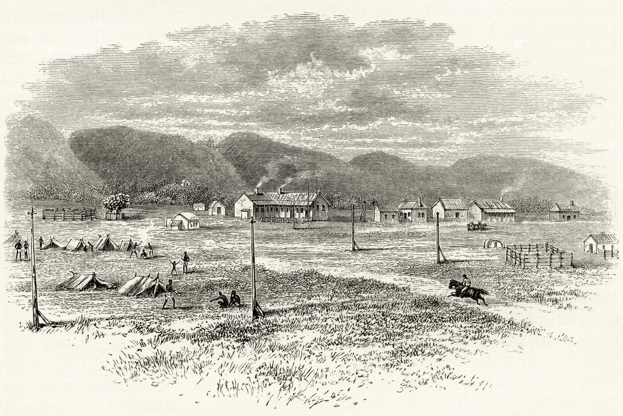 Peake Overland Telegraph Station, Jižní Austrálie, kolem roku 1880, z 