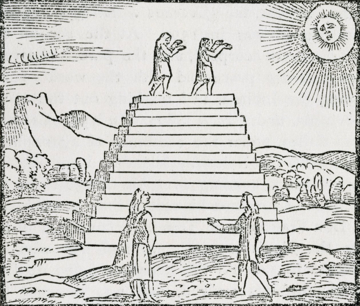 "Peruánci uctívající slunce" z knihy "The Narrative and Critical History of America", kterou vydal Justin Winsor, Londýn, 1886. od English School