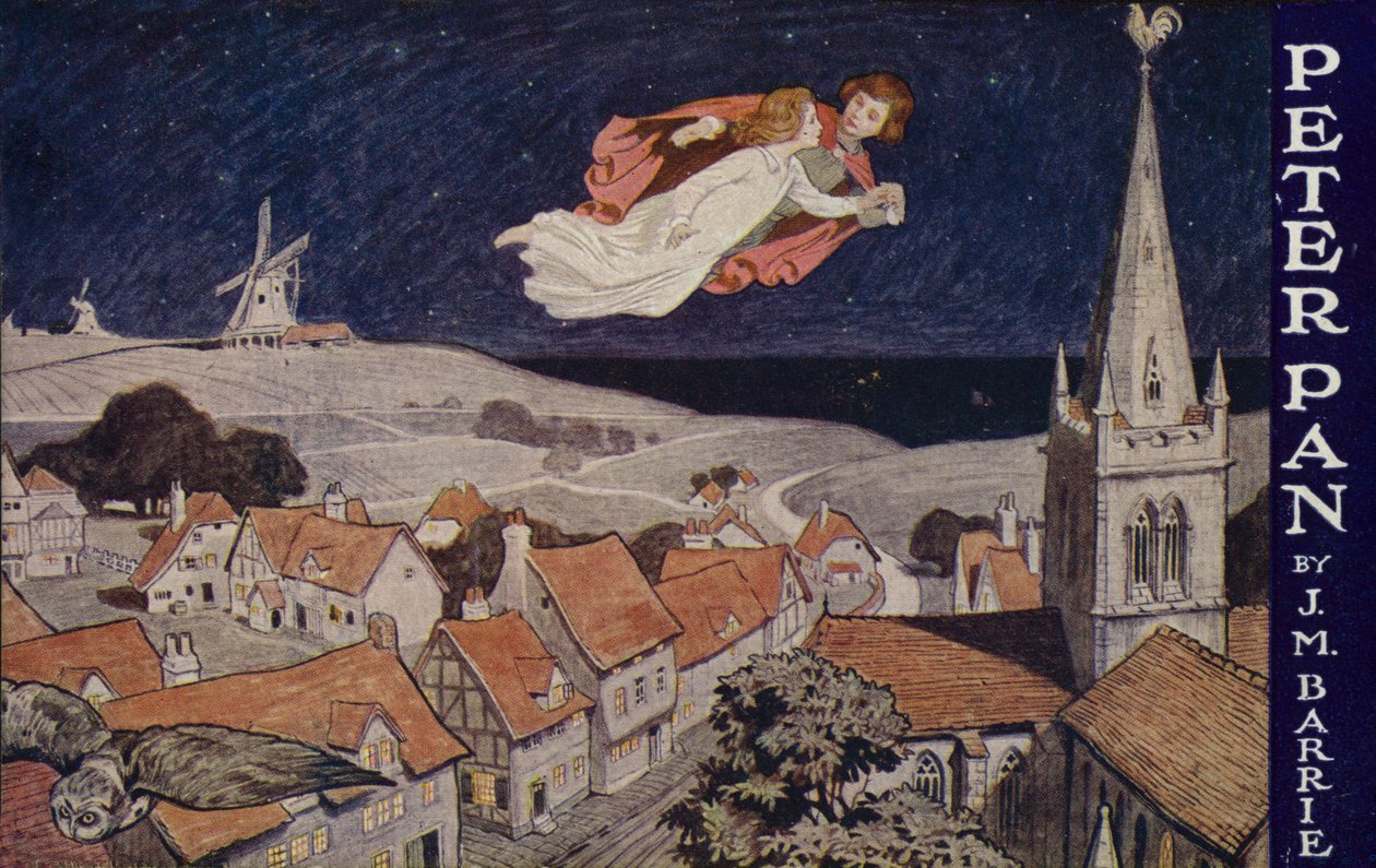 Peter Pan, J. M. Barrie (barevná litografie) od English School
