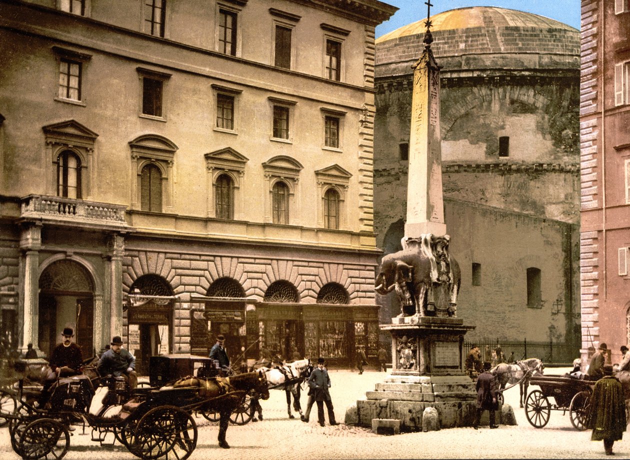 Piazza di Minerva, Řím (ručně kolorovaná fotografie) od English School