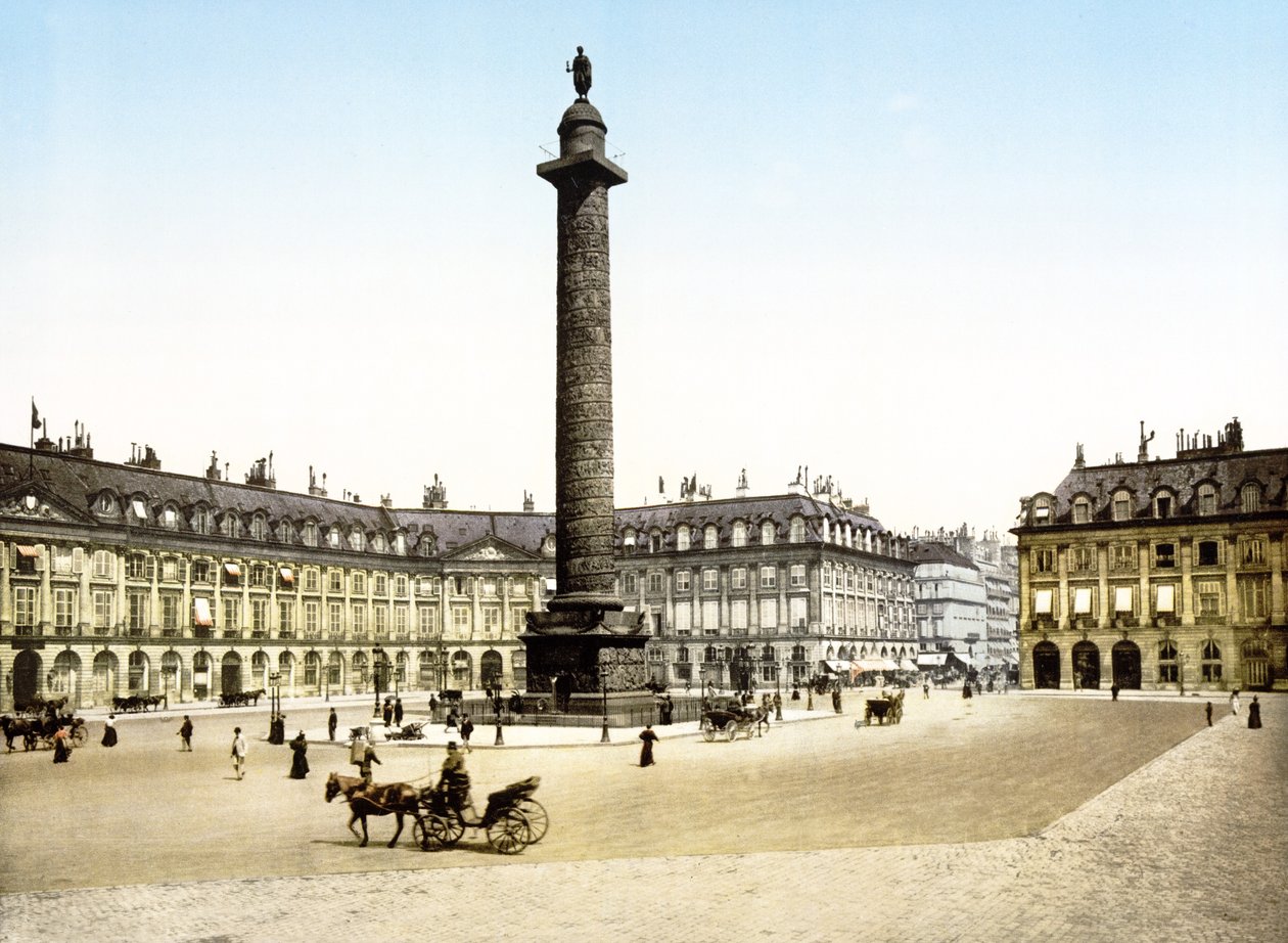 Place de la Colonne Vendome, Paříž (ručně kolorovaná fotografie) od English School