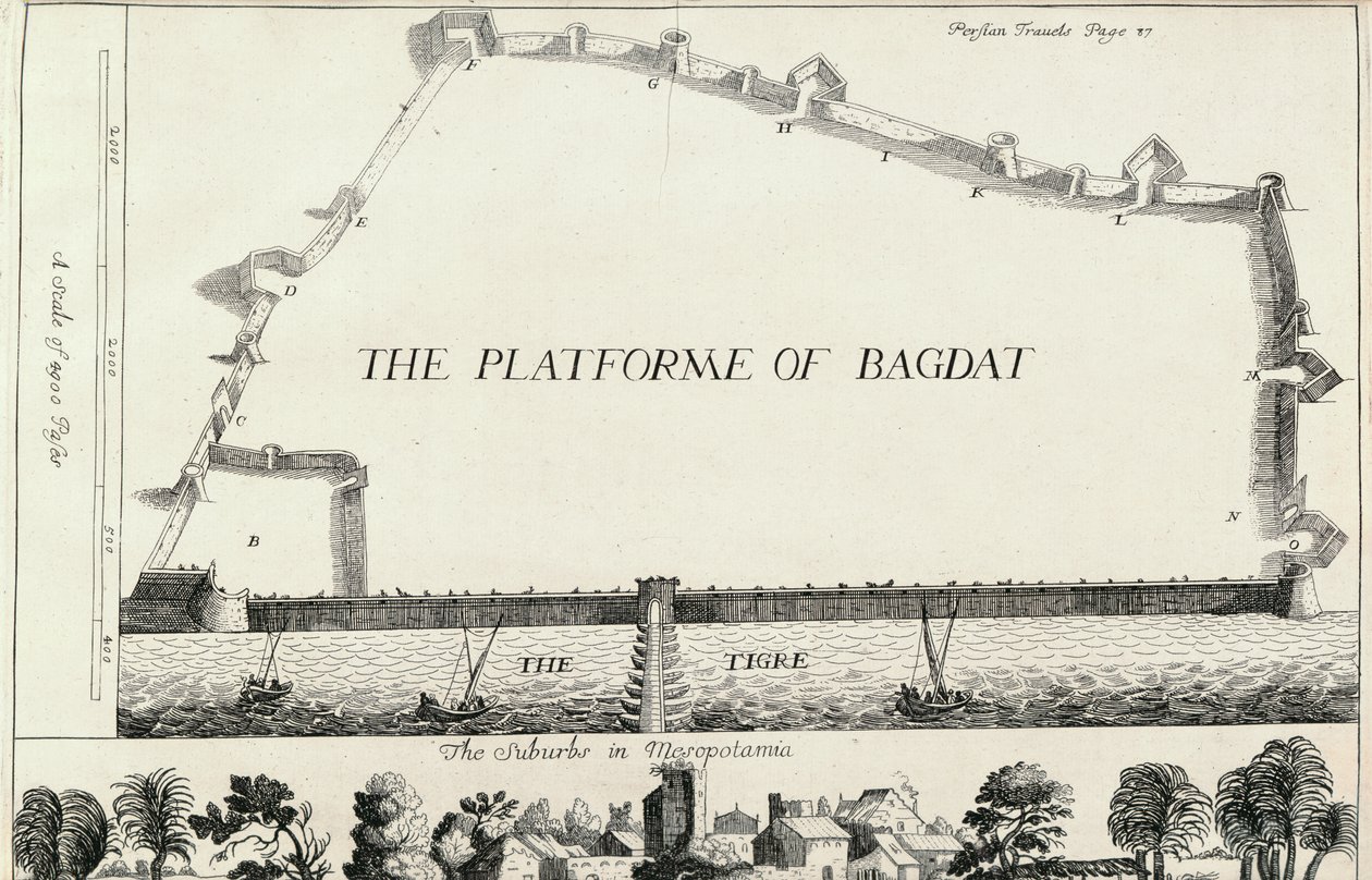 Plán Bagdádu, z anglického překladu Les Six Voyages de J.B. Tavernier od English School