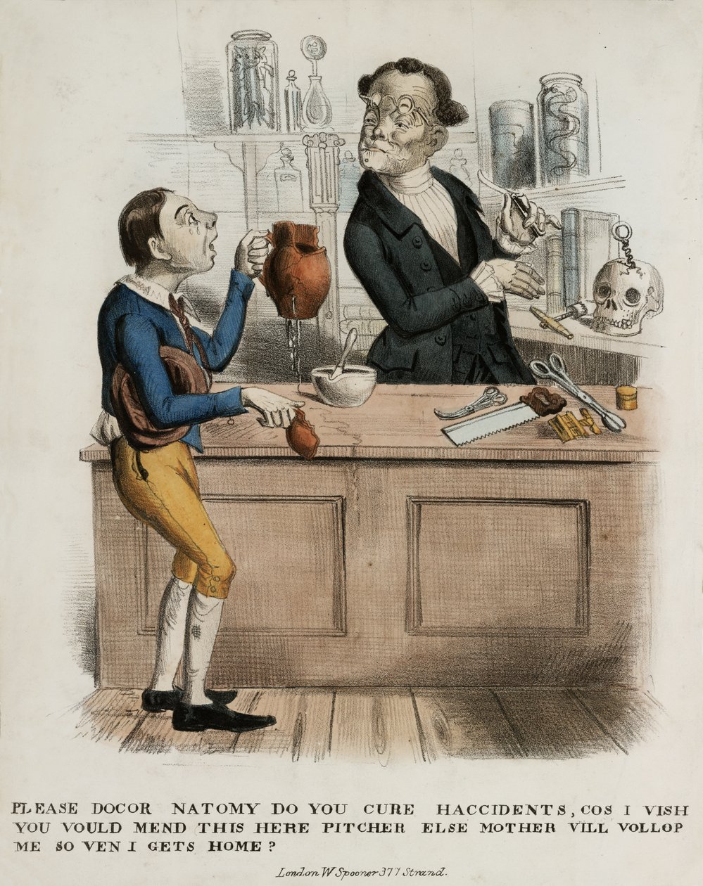Prosím, doktore anatomie, léčíte nehody..., 1830-39 od English School