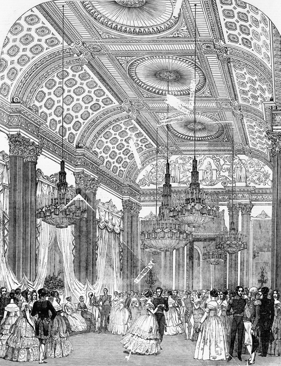 Tanec polky na státním plese v Buckinghamském paláci, 1848 od English School