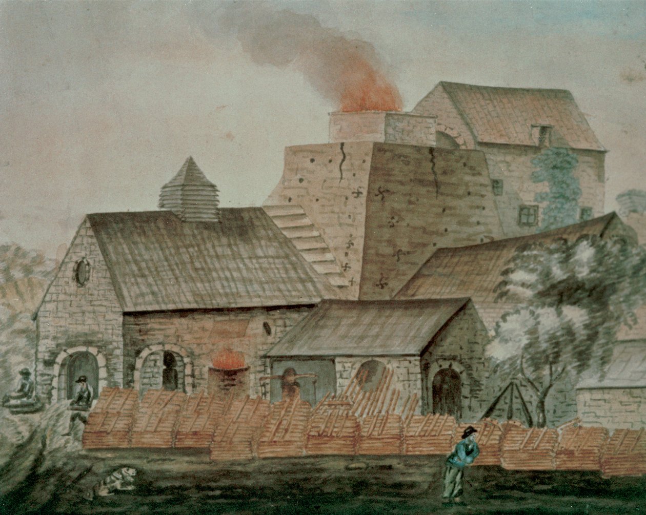Pontygwaith Ironworks (akvarel na papíře) od English School